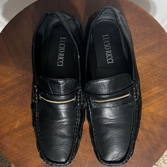 🔥 LUCIO RICCI Loafers Men's Size 10.5 Black  Slip-On Driving Loafers Shoes GUC - Picture 7 of 12